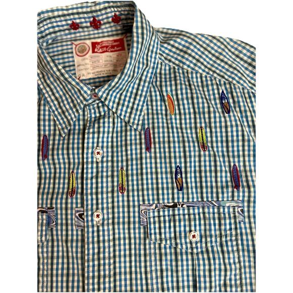 Robert‎ Graham The Freshly Laundered Shirt Mens Medium Blue Surfboard Embroidery - Picture 1 of 9